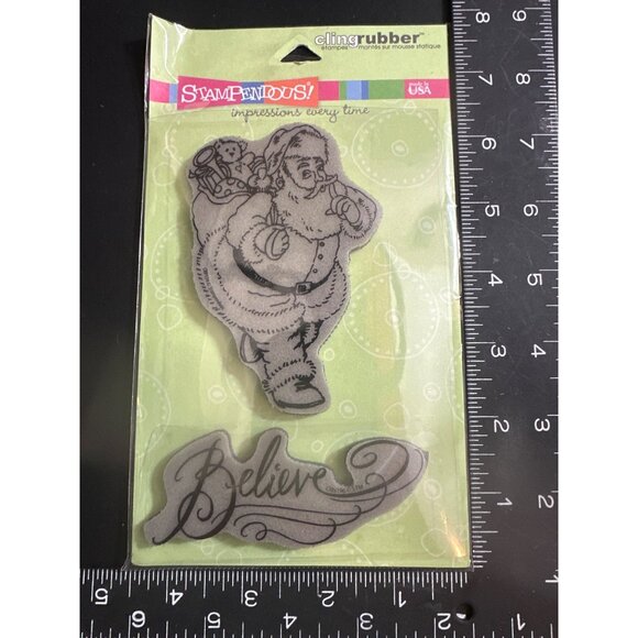 Stampendous Cling Rubber Stamp Set Believe Santa CRS3012  New - Picture 3 of 3